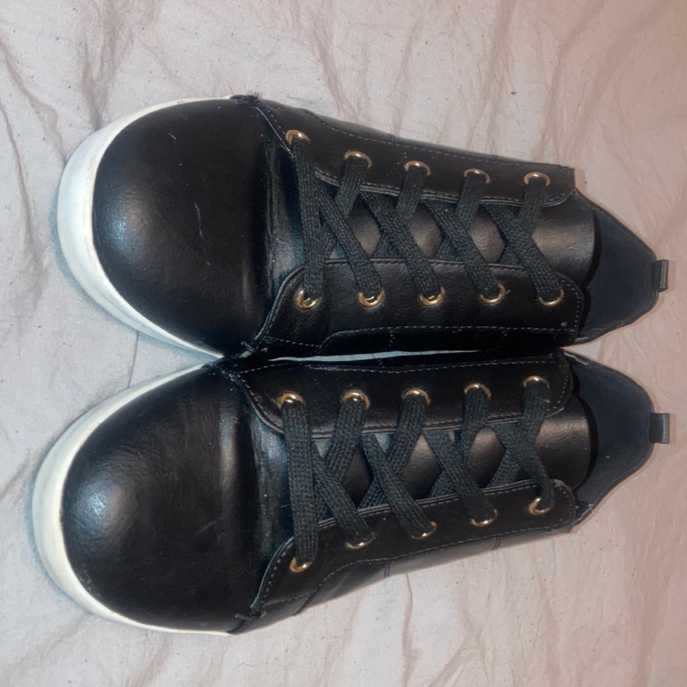 Black sneakers faux leather